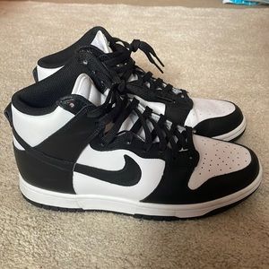 Nike black and white high dunks